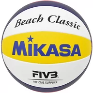 Siatkówka - Piłka siatkowa plażowa Mikasa Beach Classic biało-żółto-niebieska BV551C-WYBR - miniaturka - grafika 1