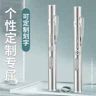 Latarki - Miniaturowa latarka LED USB, wodoodporna i ładowalna ze stali nierdzewnej z klipsem kieszonkowym + kabel USB (3 sztuki) - miniaturka - grafika 1