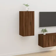 Szafki RTV - Lumarko Wisząca szafka telewizyjna, brązowy dąb, 40x34,5x80 cm - miniaturka - grafika 1
