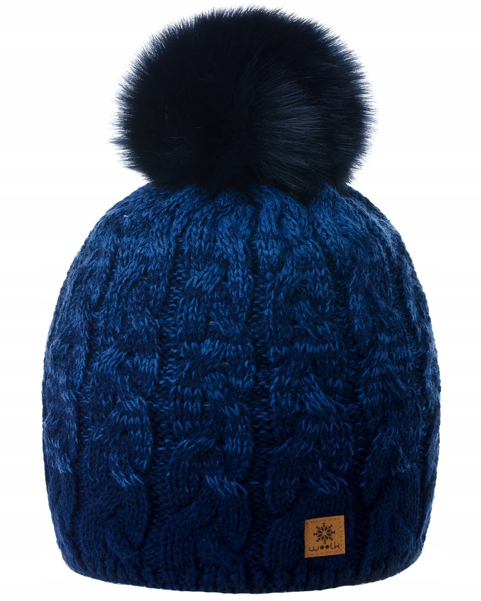 Zimowa CZAPKA CIEPŁA pompon i polar Woolk Pola