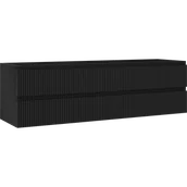 Szafki łazienkowe - Mexen Rivel szafka łazienkowa podumywalkowa 160 cm, 2 szuflady, ryflowana , czarna mat - 91A20-16047-2-BFF71 - miniaturka - grafika 1