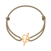 Bransoletki - Bransoletka z pozłacanym zapięciem w kształcie serca na grubym sznurku w kolorze jasnego cappuccino - miniaturka - grafika 1