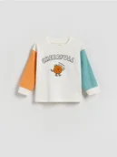 Bluzy i sweterki niemowlęce - Reserved - Bawełniany longsleeve - złamana biel - miniaturka - grafika 1