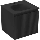 Szafki łazienkowe - Mexen Rivel szafka łazienkowa 50 cm z umywalką Vela, 1 szuflada, ryflowana , czarna mat - 91A20-05047-1-BF71-W23M71 - miniaturka - grafika 1