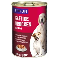 Mokra karma dla psów - FIT+FUN Soczyste kawałki Wołowina 12x400 g - miniaturka - grafika 1