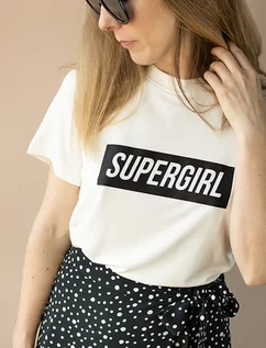 Koszulki i topy damskie - T-shirt SUPERGIRL biały - grafika 1