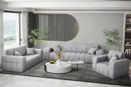 Komplety wypoczynkowe - Komplet wypoczynkowy 3+2+1 Nimes tkanina Perfect Harmony jasnoszary - miniaturka - grafika 1
