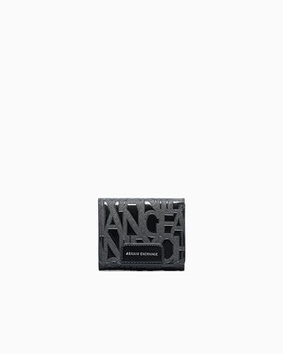 Armani Exchange Women's Essential, Liz, Embossed Logo Accessory-Travel Wallet, Black, czarny, jeden rozmiar