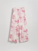 Spodnie damskie - Reserved - Wzorzyste spodnie z wiskozy - różowy - miniaturka - grafika 1
