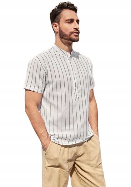 SHEIN KOSZULA MĘSKA BIAŁA W PASKI CASUAL S ŁFL