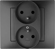 Gniazdka elektryczne - Elektro-Plast Vestra Gniazdo podwójne 2x2P+Z modułowe bez ramki podtynkowe IP20 czarny 3843-19 - miniaturka - grafika 1