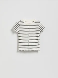 Reserved - Krótki prążkowany t-shirt - wielobarwny - Bluzki dla niemowląt - miniaturka - grafika 1