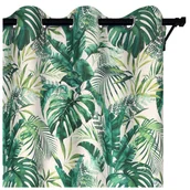 Zasłony - Voppi Zasłona przelotowa półzaciemniająca 140 x 250 cm zasłona z roślinnym wzorem duże zielone egzotyczne liście monstery - miniaturka - grafika 1