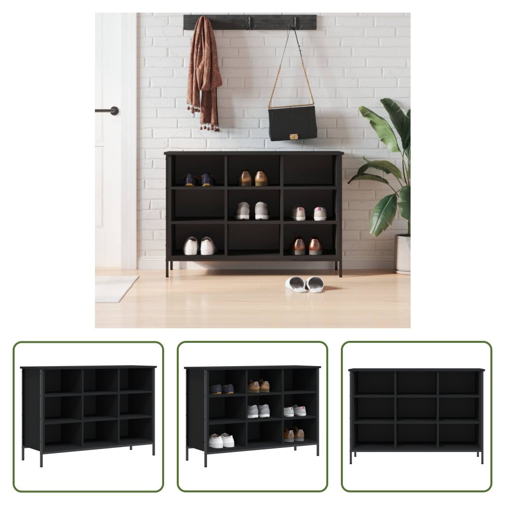 The Living Store Stojak na buty czarny 100x35x70 cm Materiał drewnopochodny