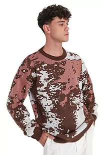 Trendyol Męska bluza z okrągłym dekoltem i wąskim swetrem, brązowa, XL, Brązowy, XL - Bluzy męskie - miniaturka - grafika 1