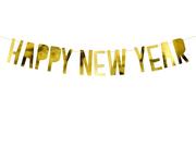 PartyDeco Baner "Happy New Year", zloty, 90 cm GRL46-019M