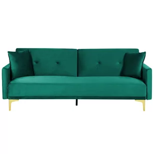 Shumee Shumee Sofa rozkładana welurowa zielona LUCAN 289573 - Sofy i kanapy - miniaturka - grafika 1