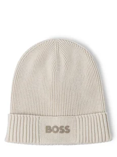 BOSS Green Czapka męska Mężczyźni Bawełna beżowy jednolity, ONE SIZE - Czapki męskie - miniaturka - grafika 1
