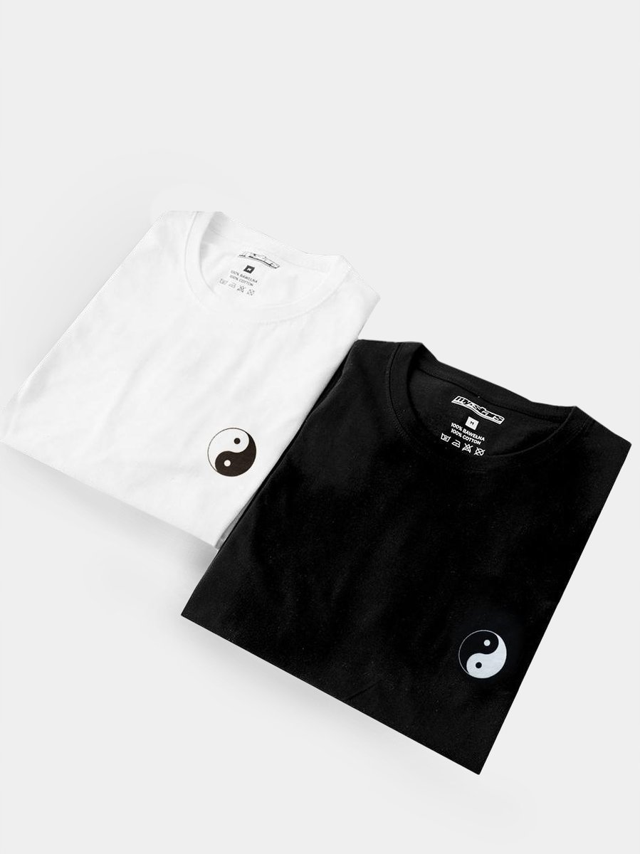ZESTAW 2 SZT T-SHIRT Męski KOSZULKI MyStars YIN I YANG Tao Biały Czarny M