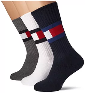 Tommy Hilfiger Zestaw 3 skarpet z flagą Ecom dla mężczyzn, Biały/Granatowy/Szary, 39 EU - Skarpetki męskie - miniaturka - grafika 1