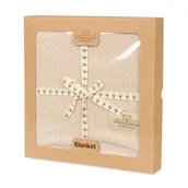 Koce i narzuty dla dzieci - Pled dziecięcy 80x100 Tully jasnobeżowy bawełna w pudełku BabyMatex - miniaturka - grafika 1