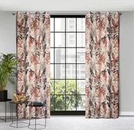 Zasłony - Zasłona LEKKA MIKROFIBRA różowe liście białe tło przelotki ADELINE - miniaturka - grafika 1