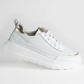 Baleriny - Lekkie buty skóra naturalna GOODIN GD-FT-122 ażurek złote dodatki białe 37 - miniaturka - grafika 1