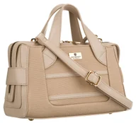 Torebki damskie - Mała listonoszka damska z odpinanym długim paskiem na ramię PETERSON beżowa torebka na suwak miejska modna nóżki ochronne kieszonki na drobiazgi ele.. - miniaturka - grafika 1