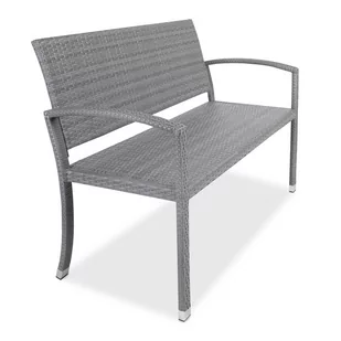 Ławka Ogrodowa Polyrattan Meble Ogrodowe Szara - Ławki ogrodowe - miniaturka - grafika 1