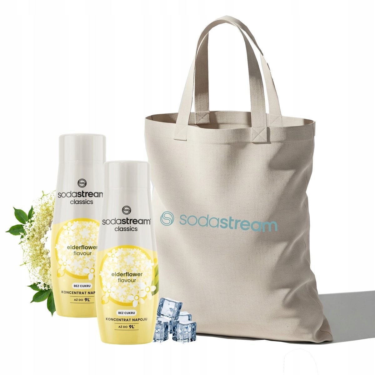 Zestaw Syrop do wody SodaStream Elderflower Bez cukru 2x440ml +Torba