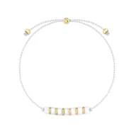 Bransoletki - Bransoletka sznurkowa z białą masą perłową i złotymi akcentami subtelna biżuteria damska - Manoki - miniaturka - grafika 1