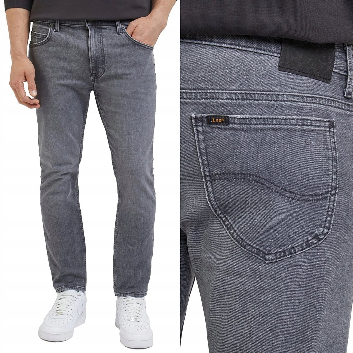 Lee RIDER SLIM Slate DżINS lekko dopasowane szare spodnie jeansowe W31 L34