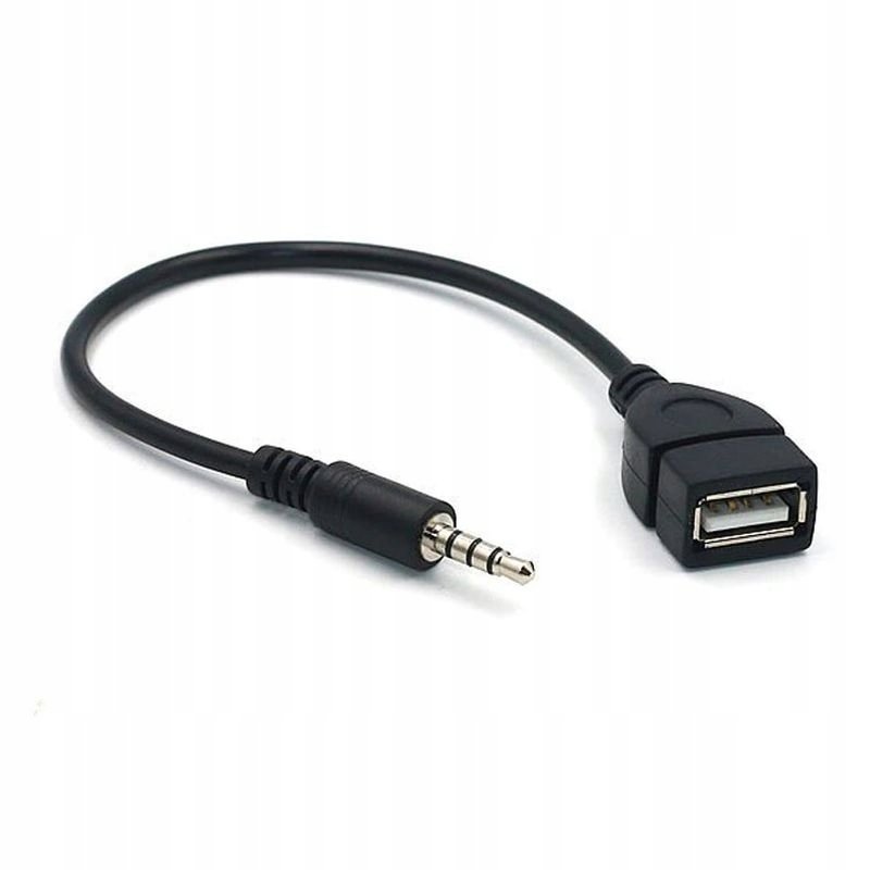 Kable Adapter Aux jack 3,5mm - USB gniazdo czarny