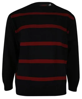 Swetry męskie - Sweter Granatowo-Czerwony, w Paski, Okrągły Dekolt (U-neck), Męski - KINGS - Kings - grafika 1