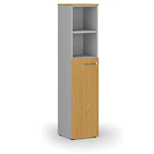 Szafa biurowa kombinowana PRIMO GRAY, drzwi na 3 poziomach, 1781 x 400 x 420 mm, szary/buk - Szafy biurowe - miniaturka - grafika 1