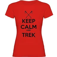 Koszulki sportowe damskie - K KRUSKIS - Koszulka damska z krótkim rękawem "Hiking Keep Calm and Trek" - XL, czerwona - miniaturka - grafika 1