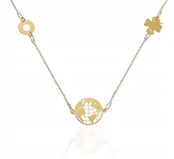 Naszyjniki - NASZYJNIK złoty 3 ZAWIESZKI koniczynka kula ziemska kółko srebro 925 - miniaturka - grafika 1