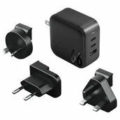 Ładowarki do telefonów - ENERGEA ład. siec. 1xUSB+2xUSB-C PD-PPS-QC 3.0 66W 2C1A czarny/black US+EU Travelite GAN66 - miniaturka - grafika 1