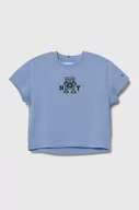 Koszulki dla dziewczynek - Tommy Hilfiger t-shirt bawełniany dziecięcy kolor niebieski - miniaturka - grafika 1