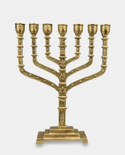 Świecznik Żydowski Siedmioramienny Menora Mosiężna Symbole Judaizmu - Świeczniki - miniaturka - grafika 1