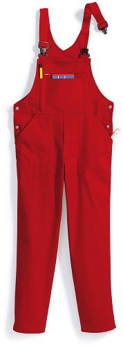 BP 1409-720-81-45 spodnie ogrodniczki, szelki ze stretchem z mocowaniami na klipsy, 305,00 g/m² wzmocniona bawełna, czerwone, 45