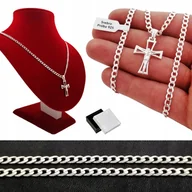 Biżuteria dla dzieci - ŁAŃCUSZEK SREBRNY PANCERKA+KRZYŻYK PREZENT KOMUNIA - miniaturka - grafika 1