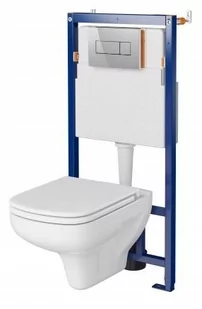 Zestaw Cersanit Colour SET B623 miska WC CleanOn wisząca z deską wolnoopadającą Slim i stelaż podtynkowy Tech Line Opti  z przyciskiem - Stelaże i zestawy podtynkowe do WC - miniaturka - grafika 1