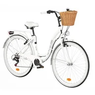 Rowery - Indiana Rower miejski DAWSTAR Citybike S7B 28 cali damski Biały + Koszyk wiklinowy na rower VÖGEL VKS-502 Stylowy - miniaturka - grafika 1