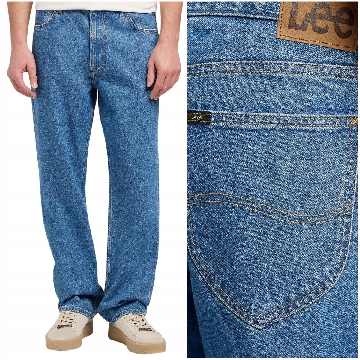 Lee Asher loose straight bardzo luźne spodnie jeansowe bez streczu W31 L32