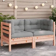 Sofy ogrodowe - vidaXL Sofa Grey Solid Douglas wood, Oxford fabric, PP cotton - miniaturka - grafika 1