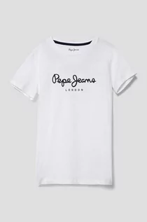 Koszulki dla chłopców - Pepe Jeans t-shirt bawełniany dziecięcy kolor biały z nadrukiem - grafika 1