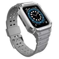Akcesoria do smartwatchy - Protect Strap Band opaska z etui do Watch 7 / 6 / 5 / 4 / 3 / 2 / SE (41 / 40 / 38mm) obudowa pancerny pokrowiec na zegarek szary - miniaturka - grafika 1