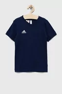 Koszulki dla dziewczynek - adidas Performance t-shirt bawełniany dziecięcy ENT22 TEE Y kolor granatowy z aplikacją - miniaturka - grafika 1