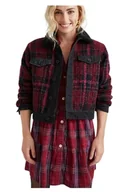 Kurtki damskie - Kurtka damska Desigual Aciano krótka przejściowa w kratę różowa -M - miniaturka - grafika 1